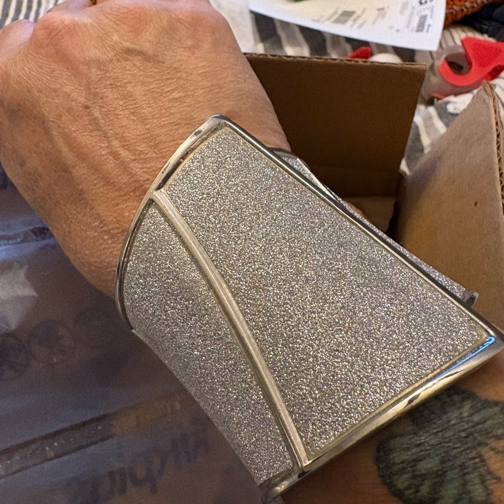 Silver Glitter Cuff Bracelet